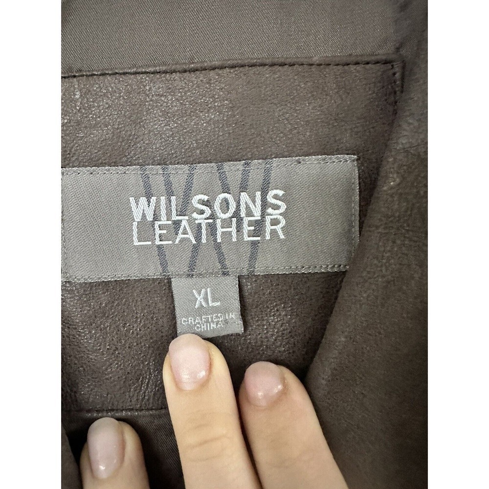Wilson’s Leather Jacket Men’s Size XL Brown Grunge Mid Length biker 90's​​​ - Picture 2 of 16
